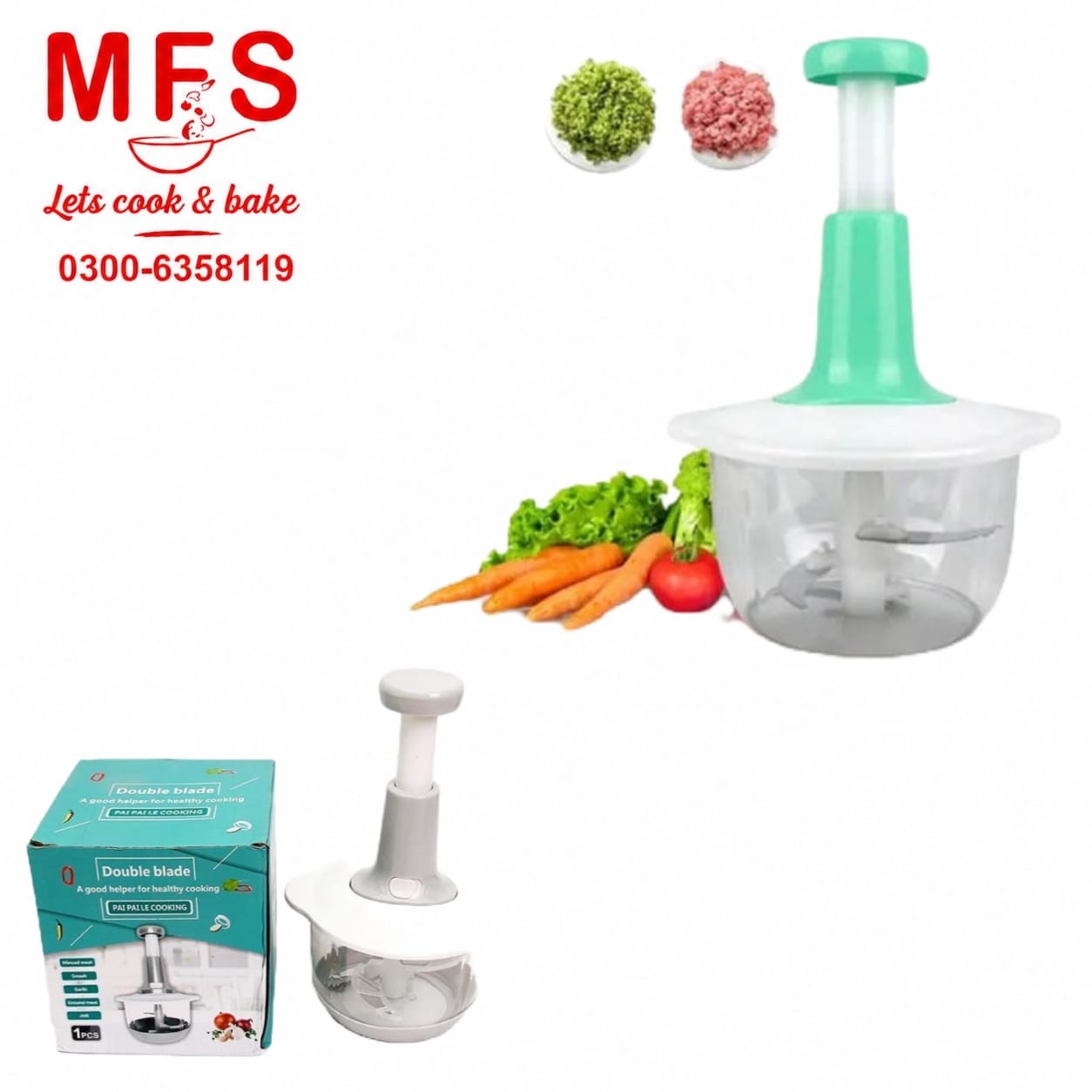 Manual Hand Operated 1500 ML Chopper Pump Action With Free 3 .