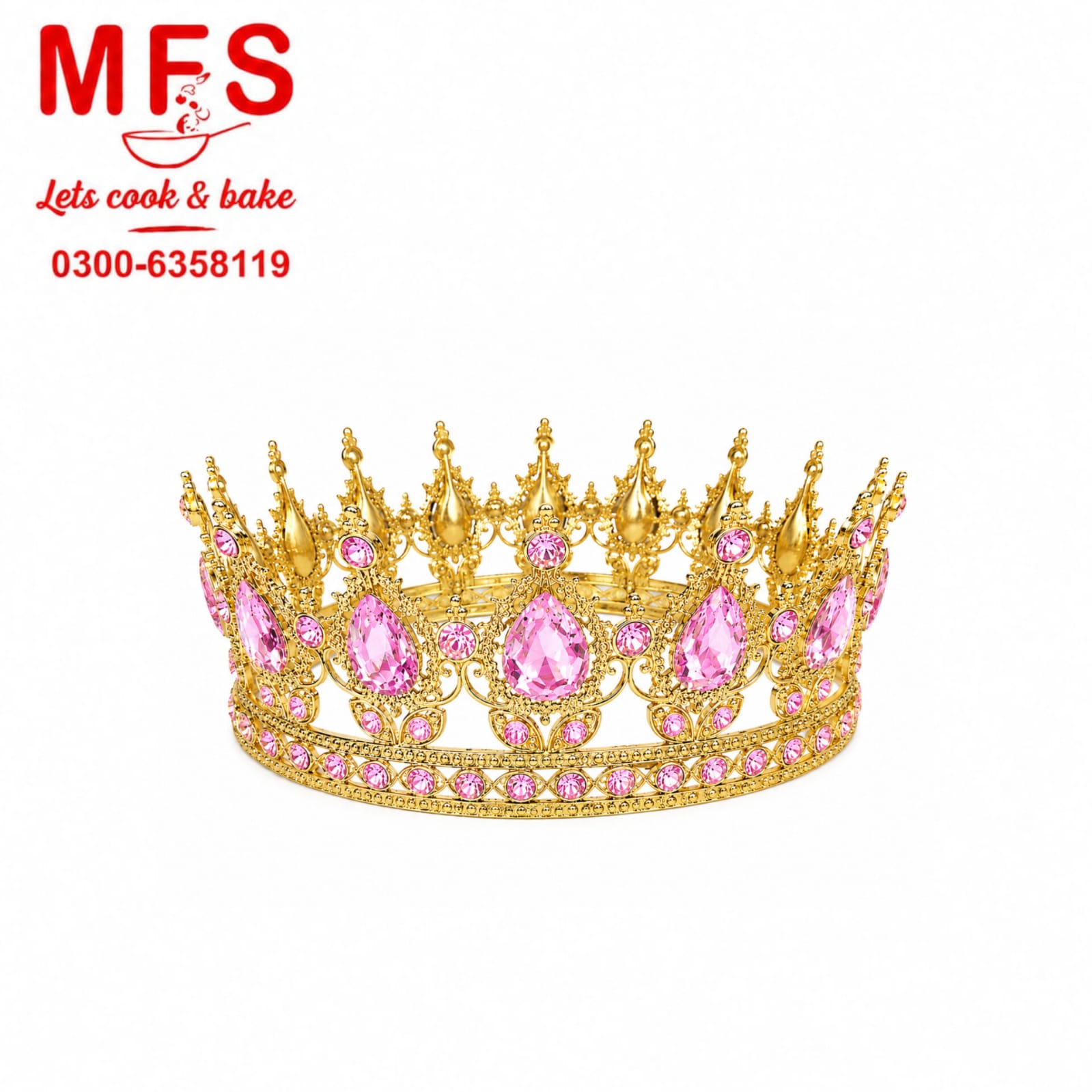 Elegant Golden Crown With Pink Jewels For Royal Or Luxury ...