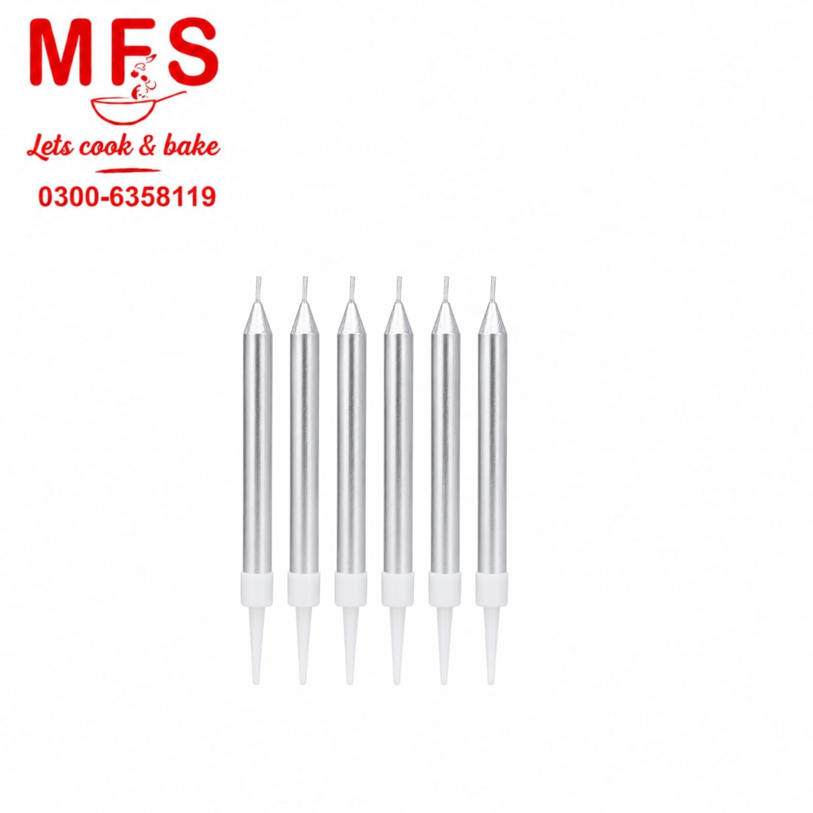 silver Birthday Candles 6pcs