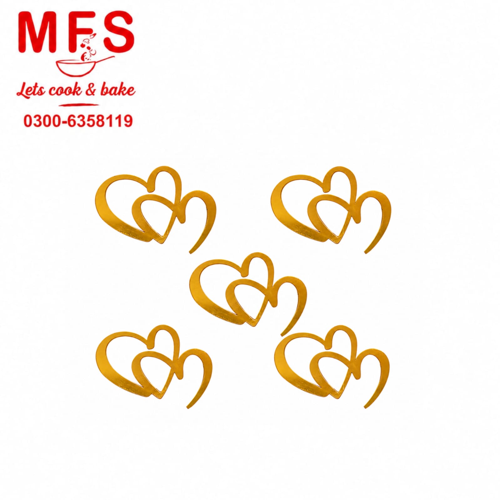 Acrylic Heart 5pcs Cutout Cake topper