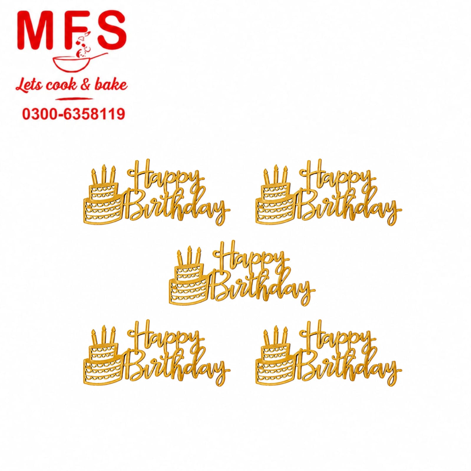 Happy birthday Cake  Topper cutout 5pcs