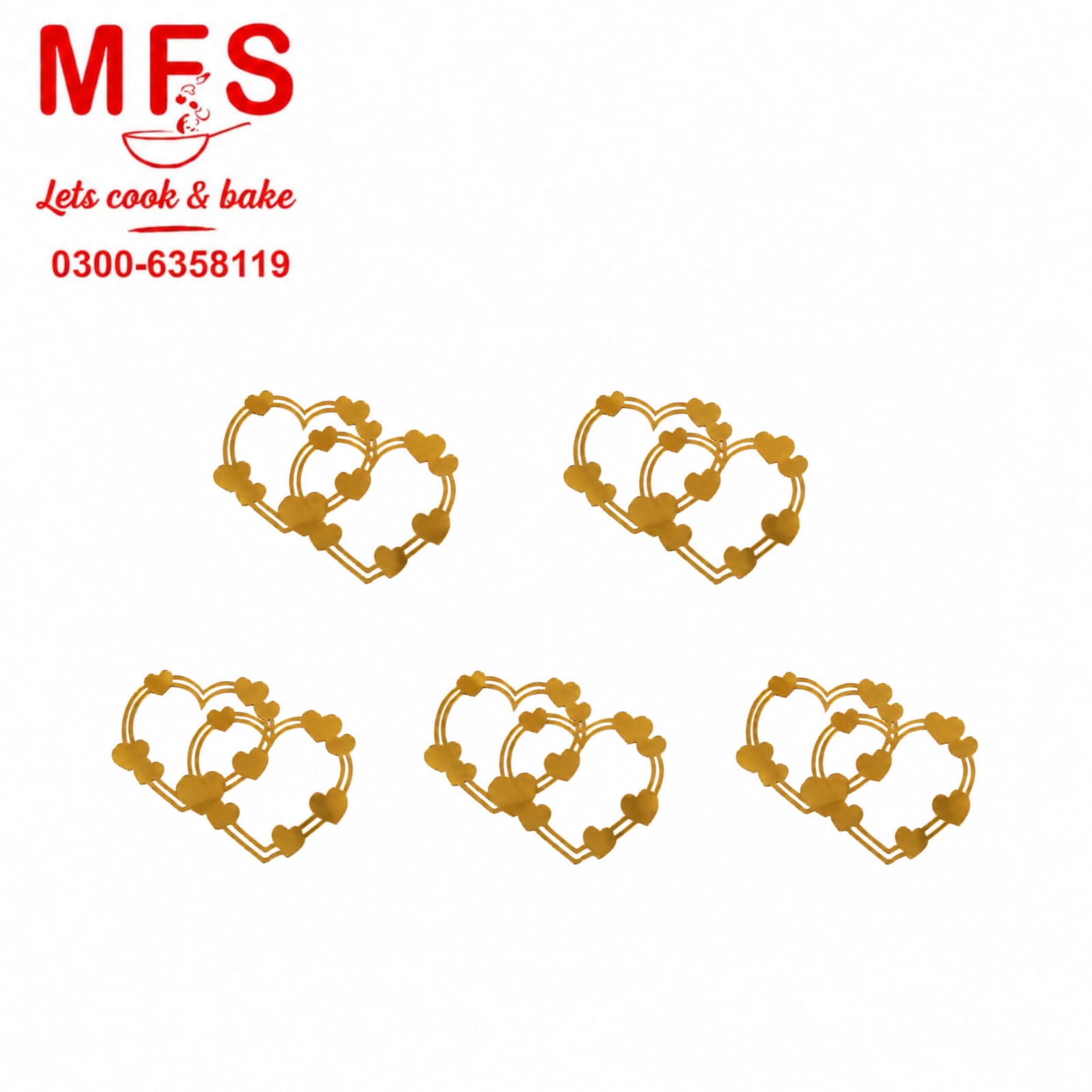 Double Heart cake topper 5pcs cutout