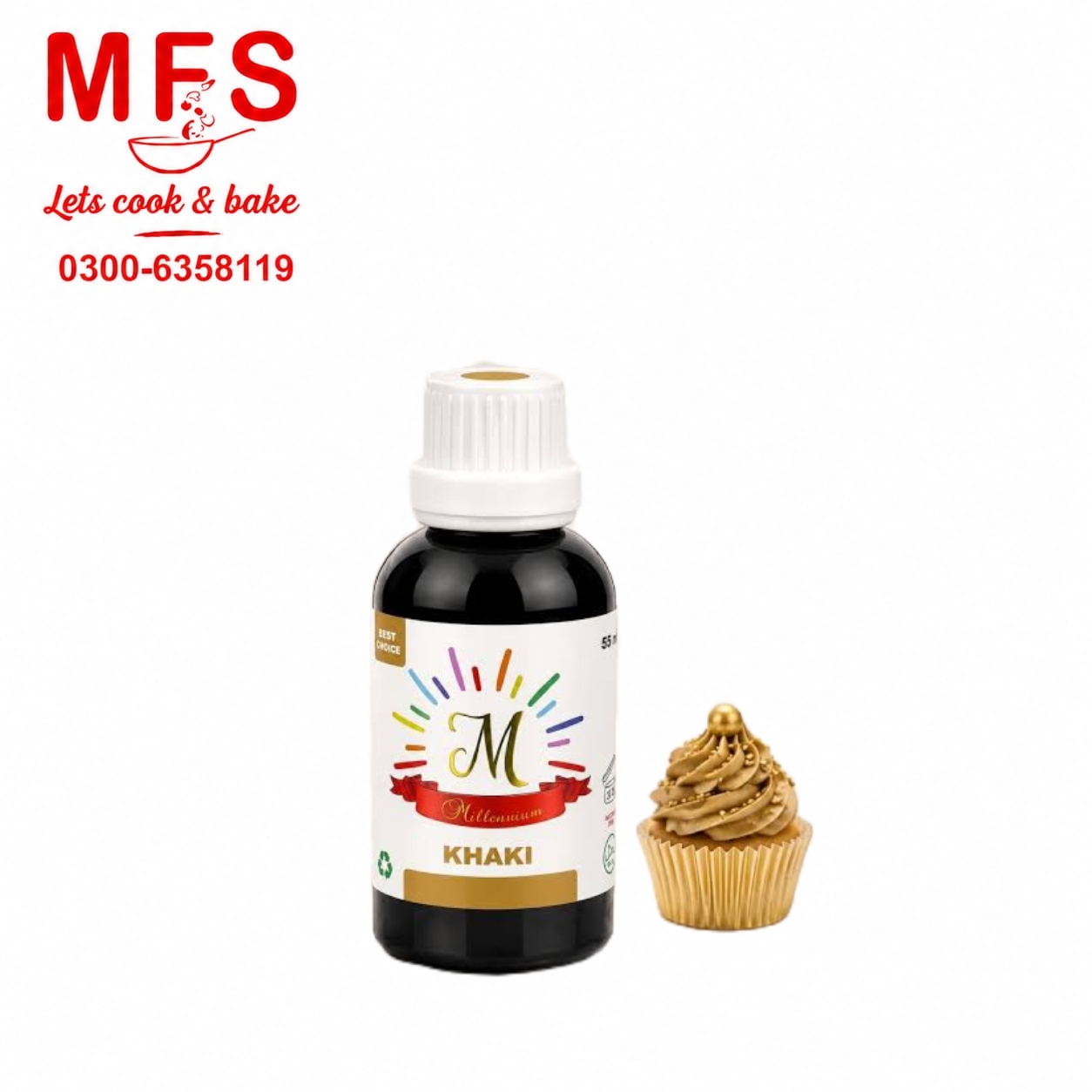 Millennium Khaki Food Colour 55ml