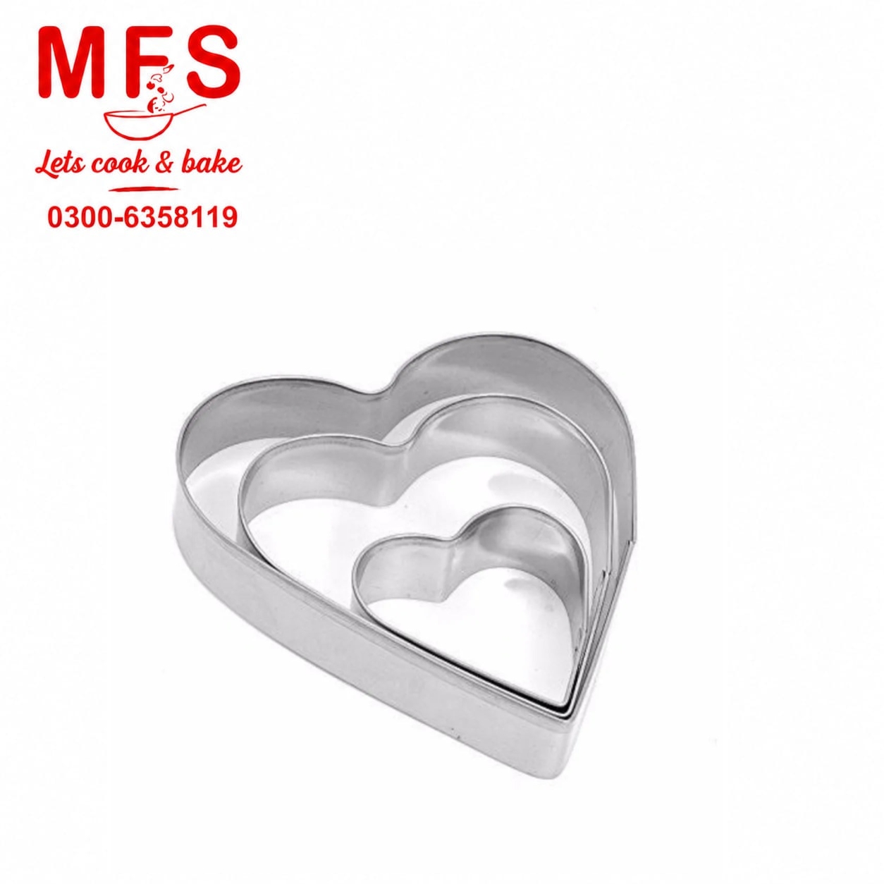 Heart Cookie Cutter Stainless Steel 3Pcs Set