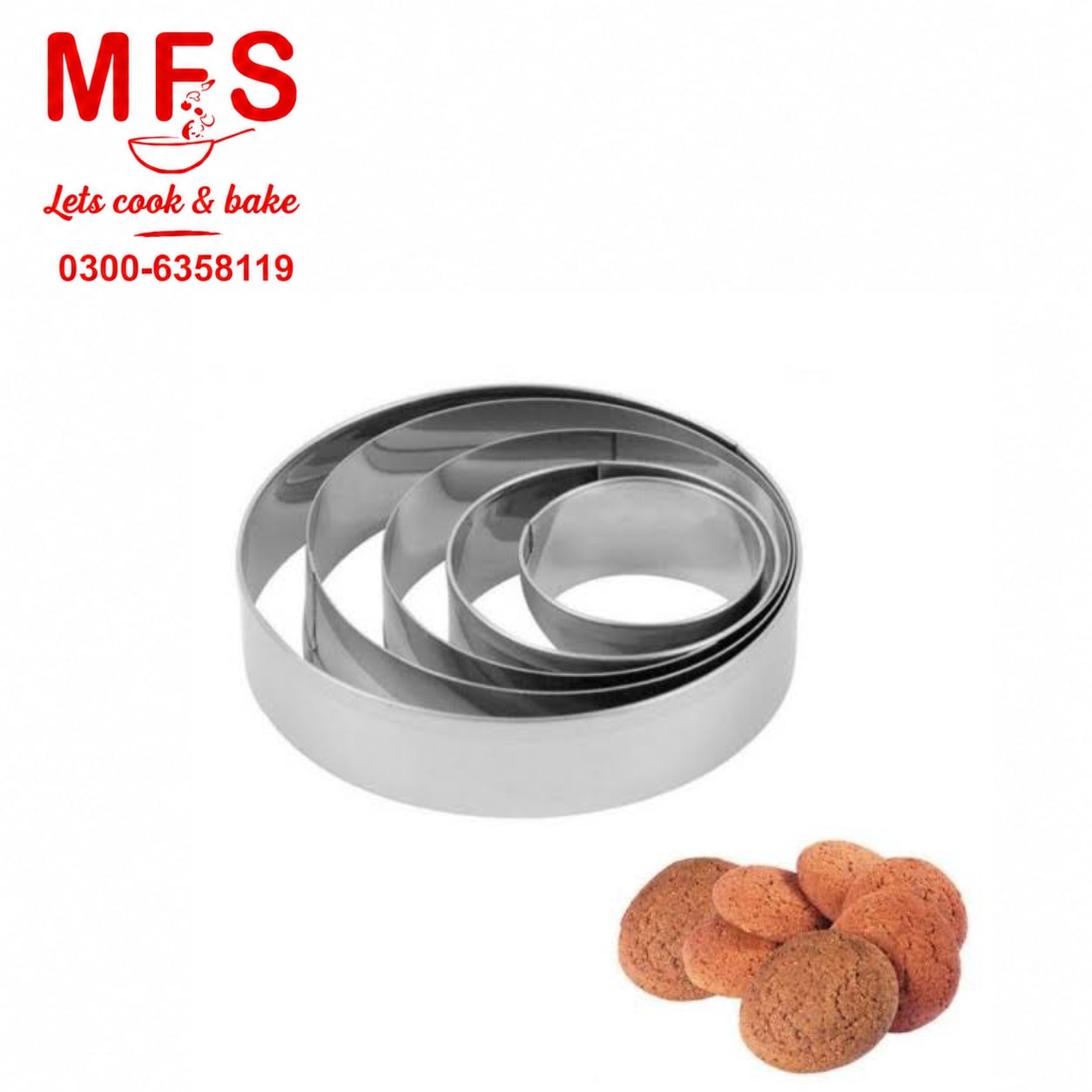 Stainless Steel Round Cookie Cutter 5pcs set