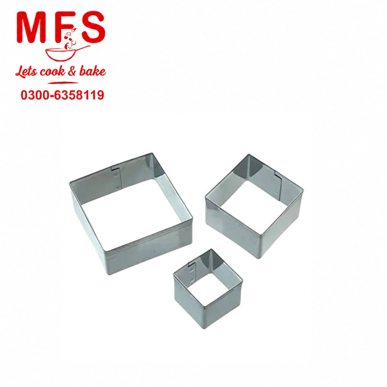 Square Cake Cutting Ring Stainless Steel 3Pcs Set
