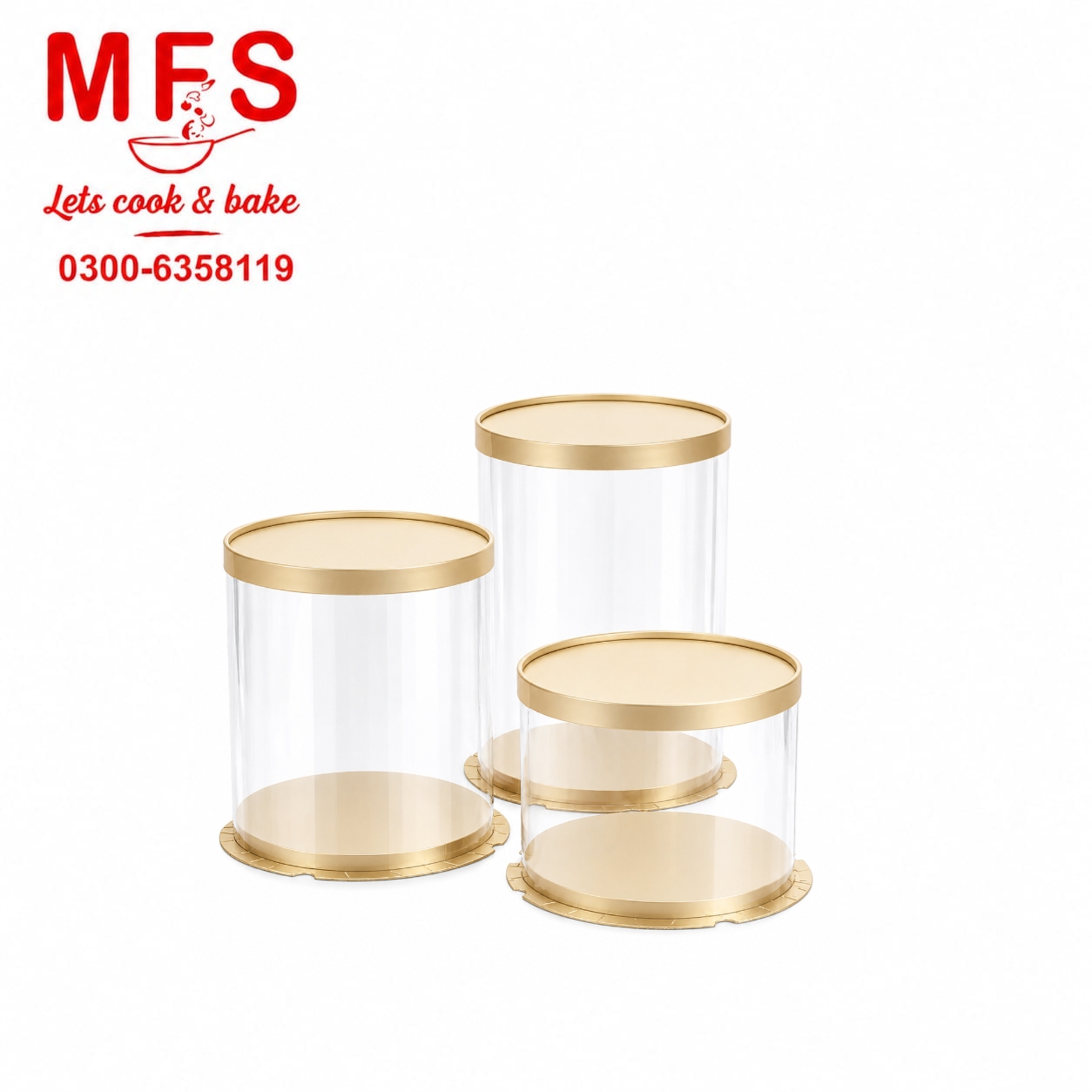 PVC CAKE BOXES ROUND GOLD LID